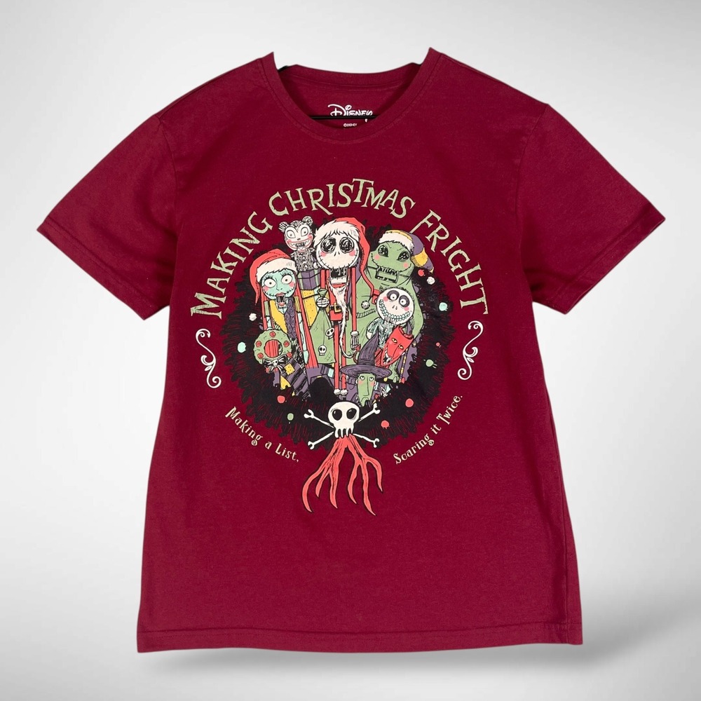 Disney Nightmare Before Christmas Jack Skellington Maroon Tee Womens S Halloween